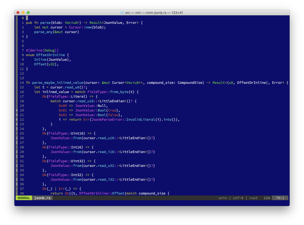 Neovim editing a file