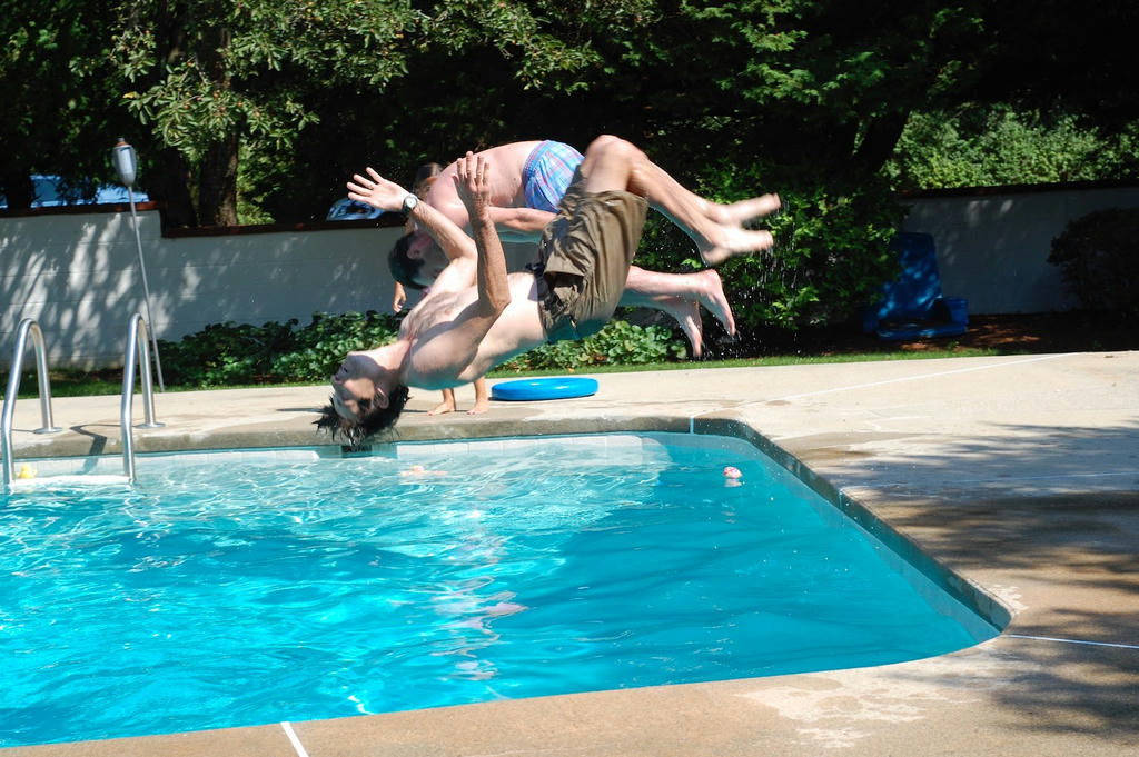 Flipping into the pool