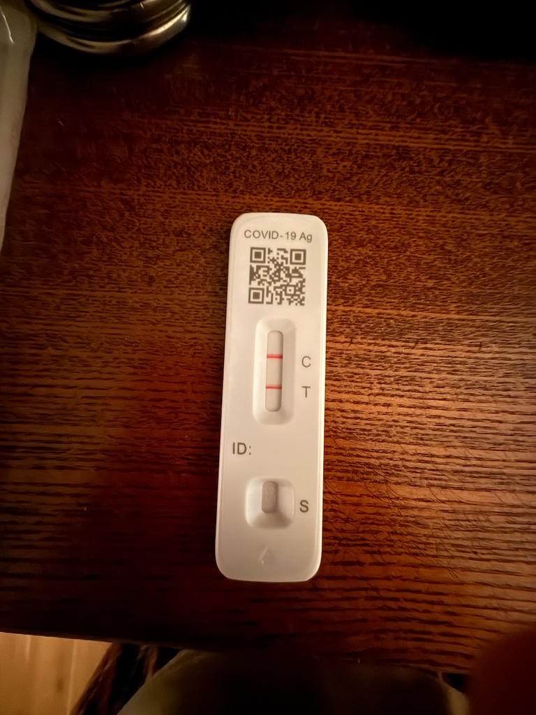 OnGo COVID-19 rapid antigen test with a positive result